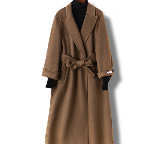 Long suit collar woolen coat