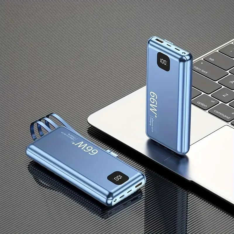 66W Fast Charge Power Bank 20000mAh Built-in 3 Cables