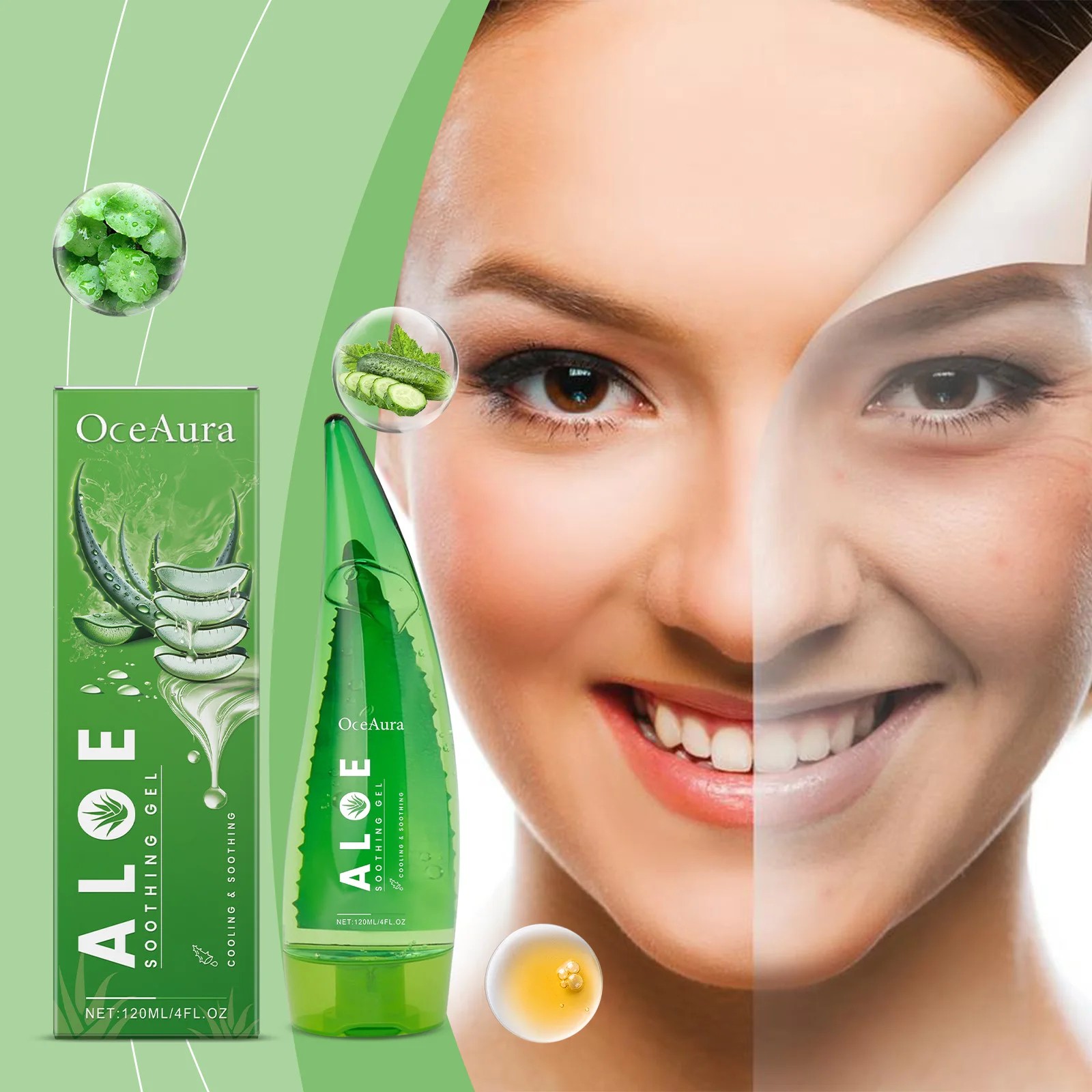 120ml Natural Organic Aloe Vera Gel - Skin Lightening, Moisturizing