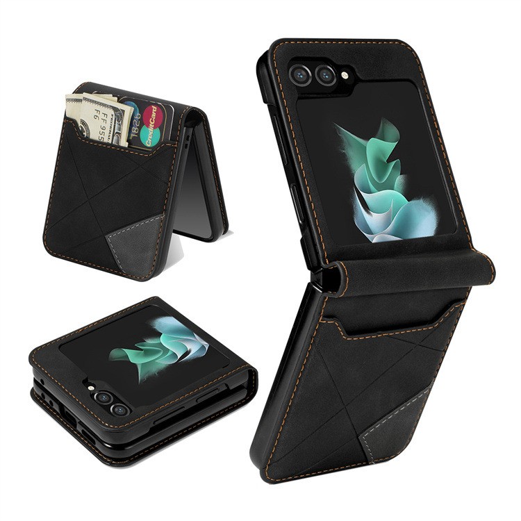 Folding Phone Case Patchwork Retro Pattern Multi-card Flip