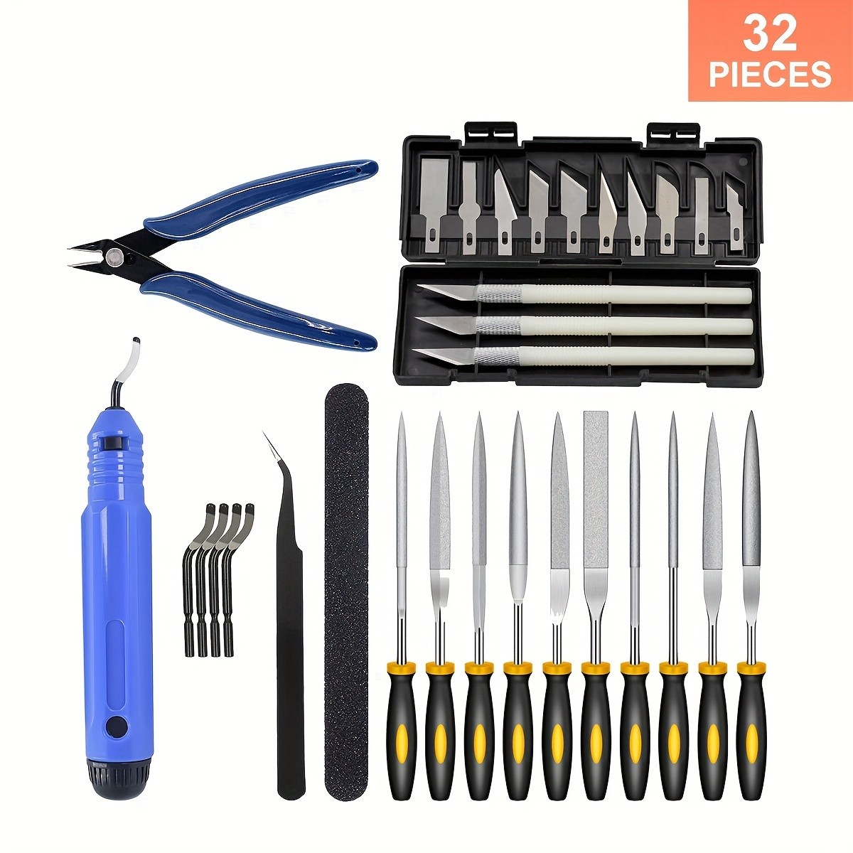 32pcs Ultimate 3D Printing Tool Kit – Debur, Clean, Finish, and Print with Ease – Includes Essential Accessories for Perfect 3D Prints