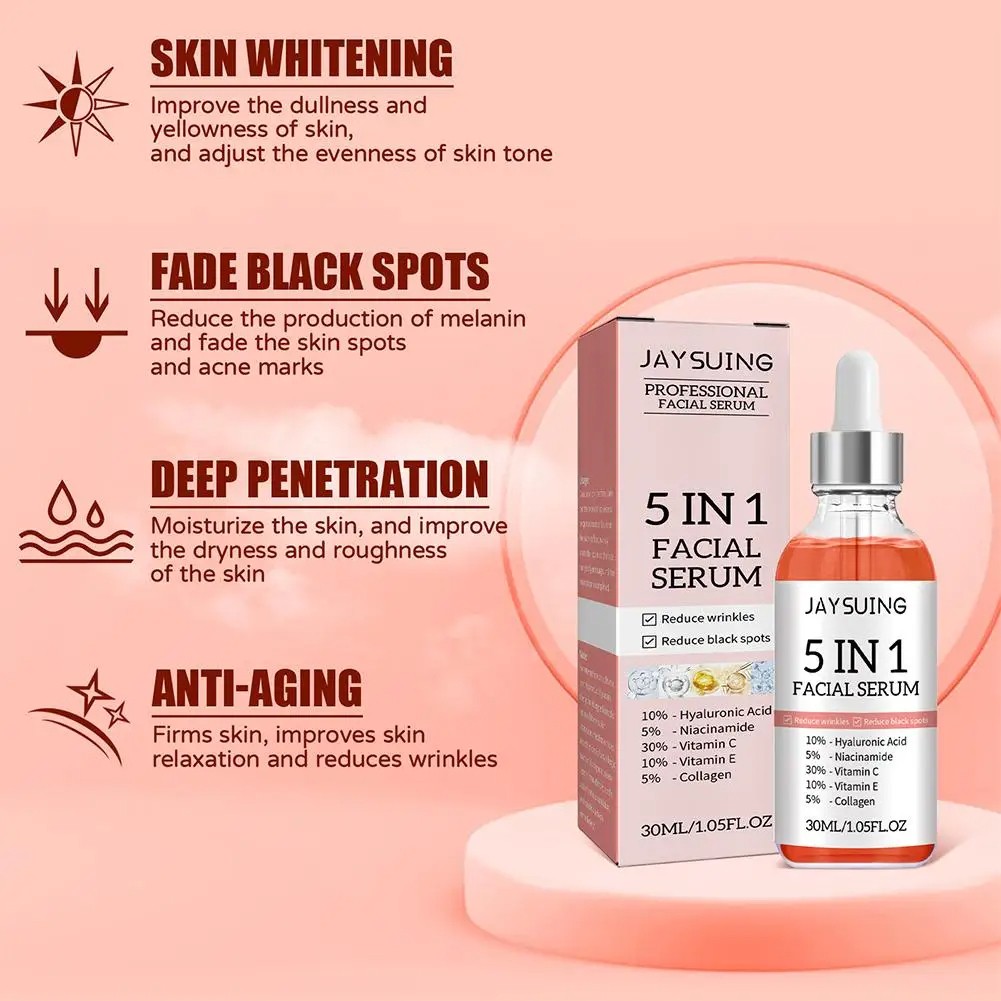 5 In 1 Face Serum 30% Vitamin C - Moisturizing, Whitening, Anti-Wrinkle, Anti-Aging