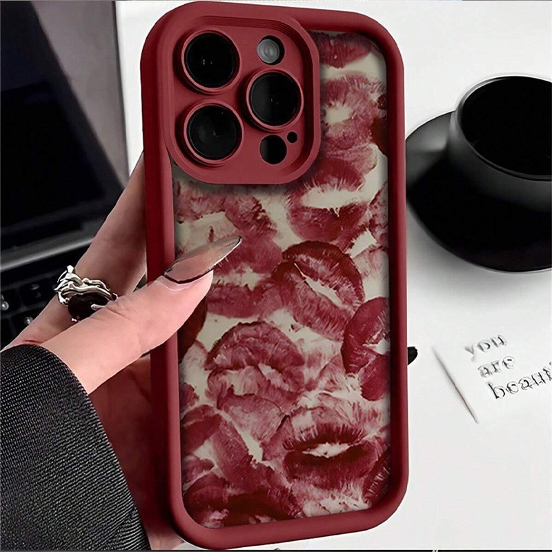 Red Lip Print Mobile Phone Protective Cover All-inclusive Drop-resistant