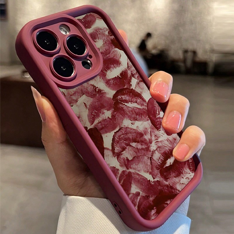 Red Lip Print Mobile Phone Protective Cover All-inclusive Drop-resistant
