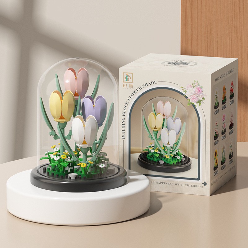 Eternal Flower Basket Decoration Rose Bouquet Children Educational Assembly Toy