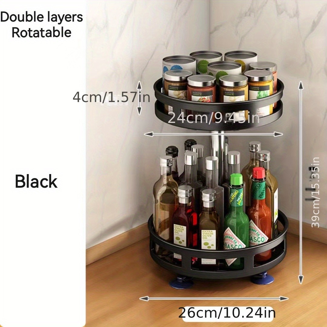 Multifunctional Rotating Storage Rack with Adjustable Height and Spray Paint Finish – Ideal for Kitchen, Bathroom, and Countertop Organization for Restaurants