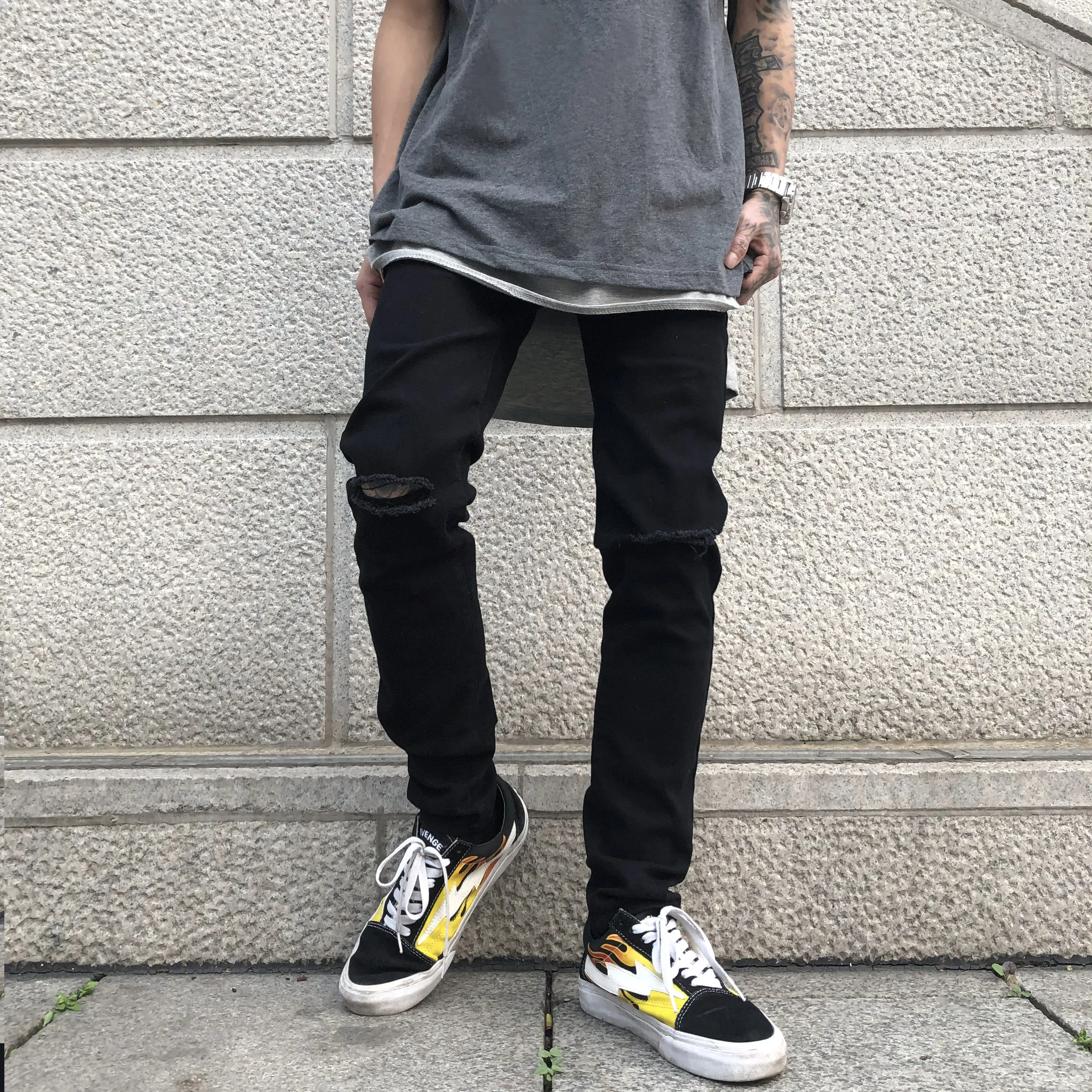 Black Ripped Boyfriend Jeans