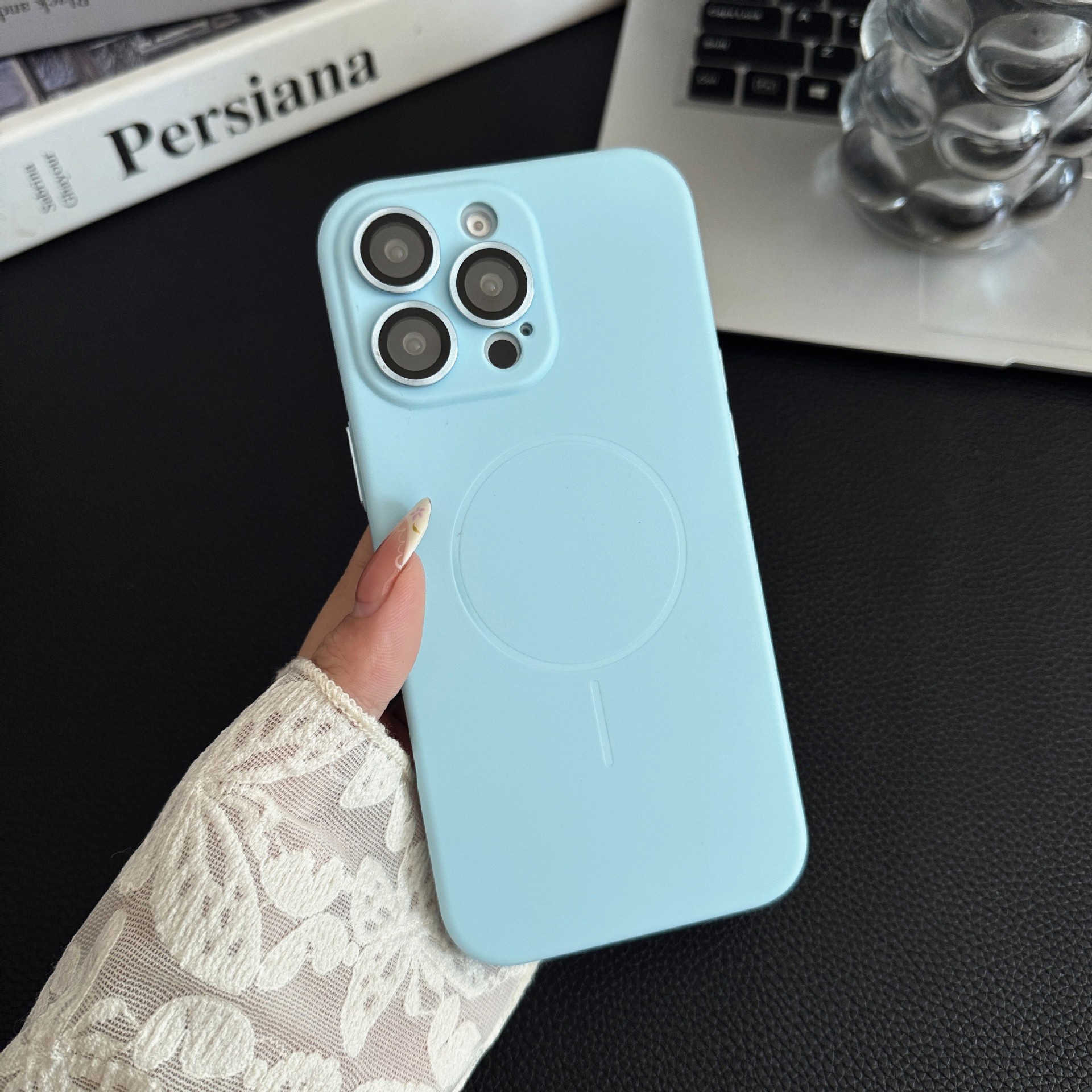 Solid Color Liquid Silicone Magnetic Phone Case