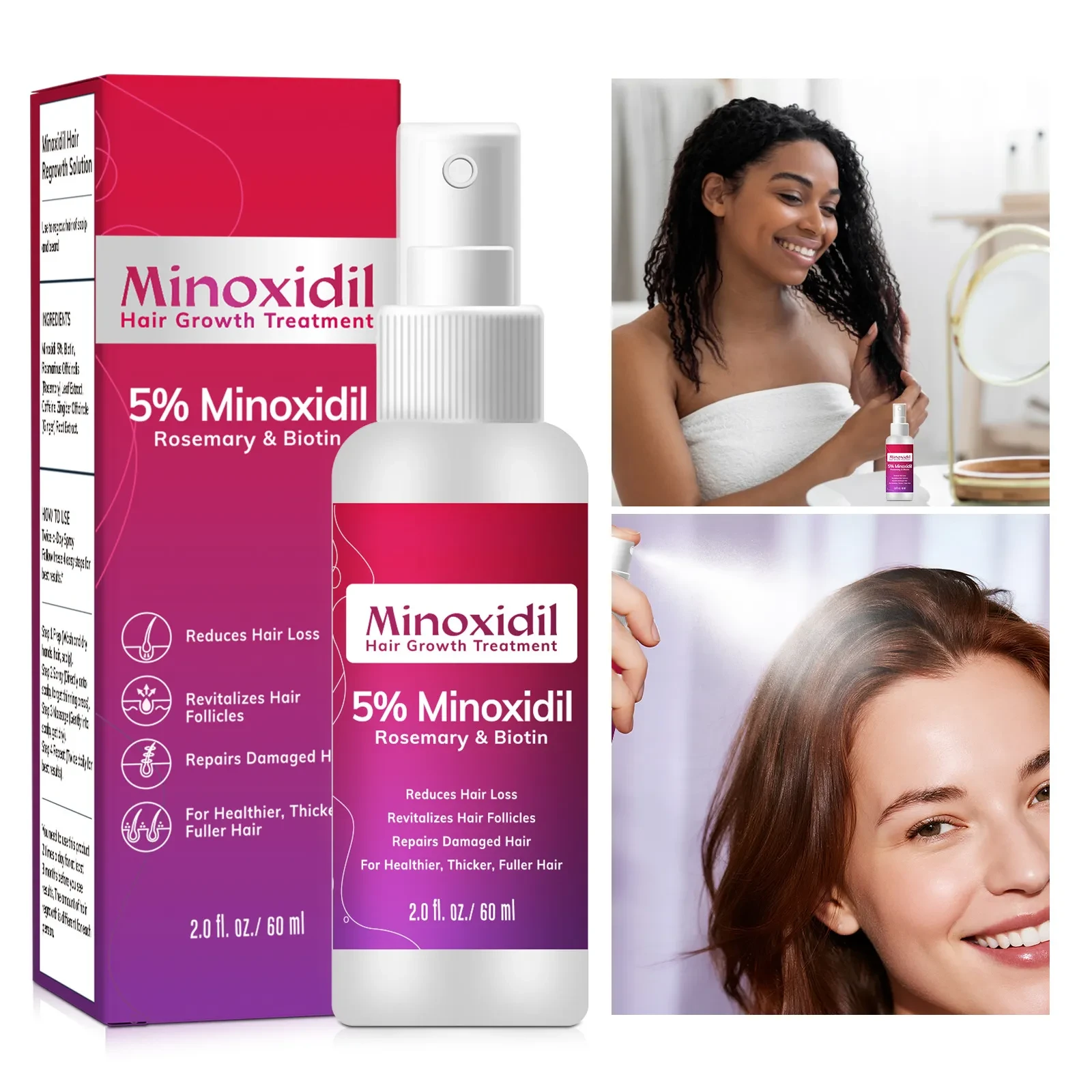 5% Minoxidil Hair Growth Treatment with Rosemary and Biotin