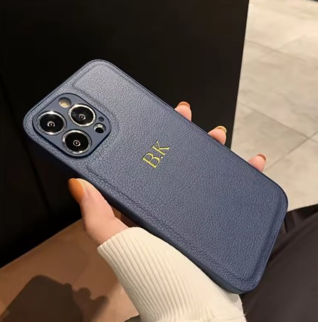 Personalized Gold-embossed Name Luxury Leather Phone Case