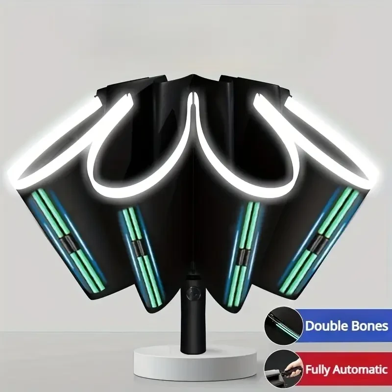 20 Ribs Automatic Reverse Folding Umbrella with Reflective Stripe