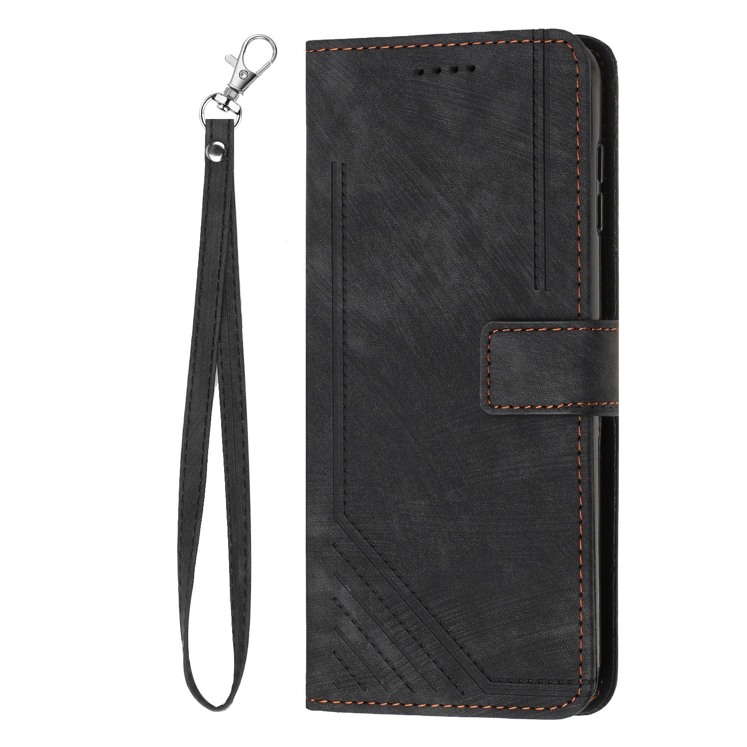 Leather Case Skin Frosted Striped Card Wallet Crossbody Rope
