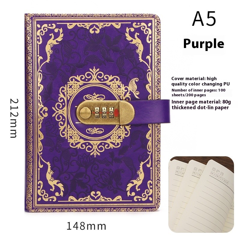 Thickened Creative A5 Password Diary With Lock