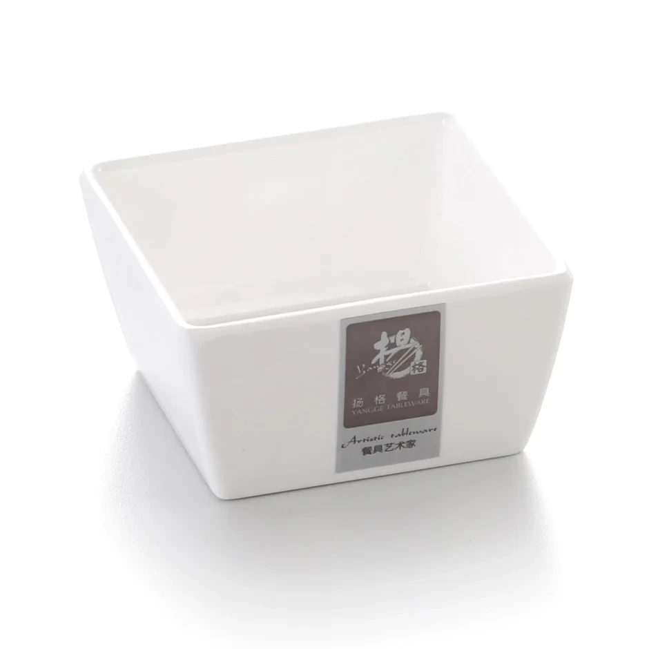 Melamine Deep Square Bowl White 3.5"