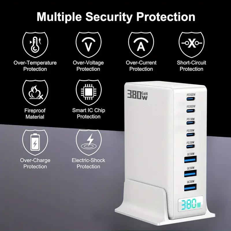 380W 8 Port GaN Fast Charging Station