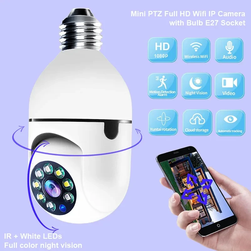WiFi Camera 1080P Bulb - 4X Zoom, 5G