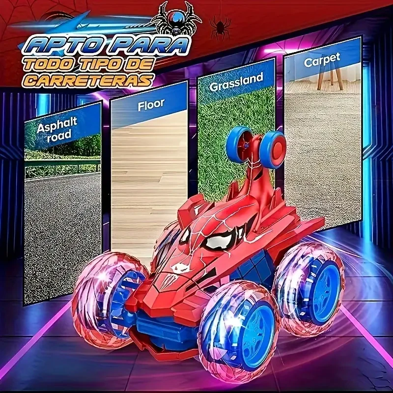 Remote Control Stunt Car Toy with LED Wheels - 360 Rotating Off-Road Vehicle - 2.4GHz Wireless Radio Controlled Racing Car for Kids Aged 3-6 - Battery Operated Birthday & Holiday Gift