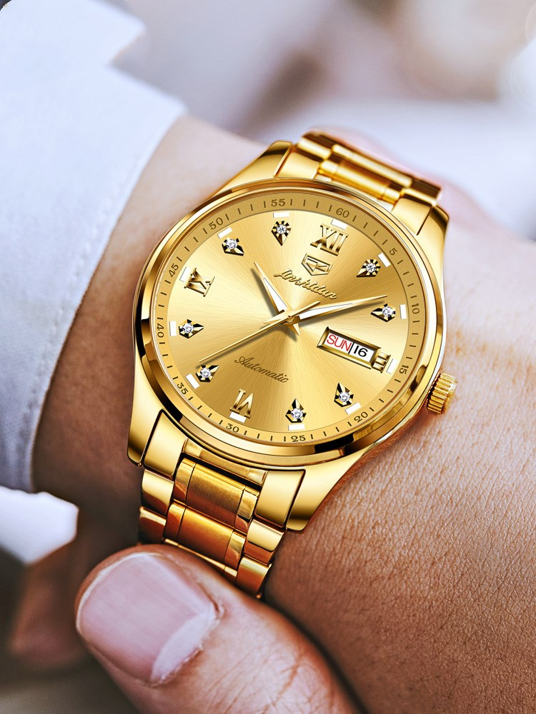 Simple Dual Calendar Waterproof Black Mechanical Watch