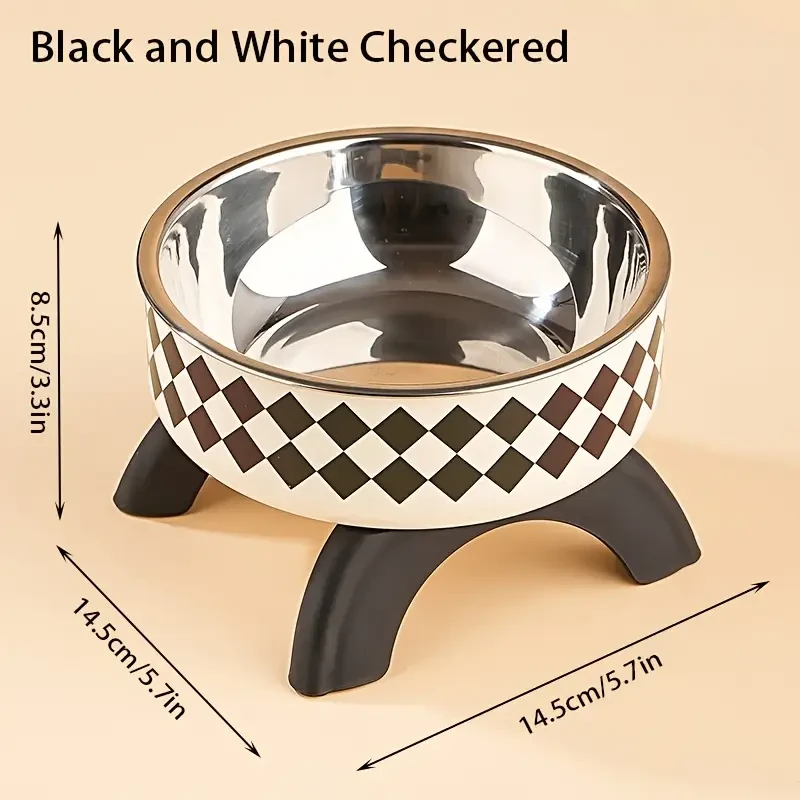 Elevated Stainless Steel Pet Bowl with Cute Pattern