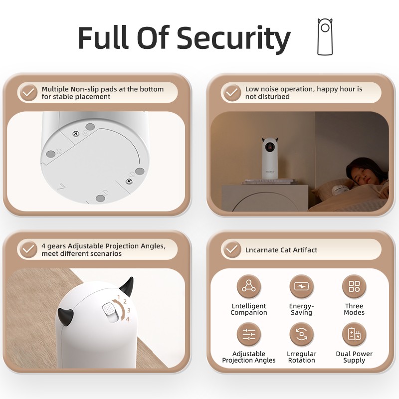 ROJECO Automatic Cat Toy  Smart Interactive LED Laser for Cats and Dogs