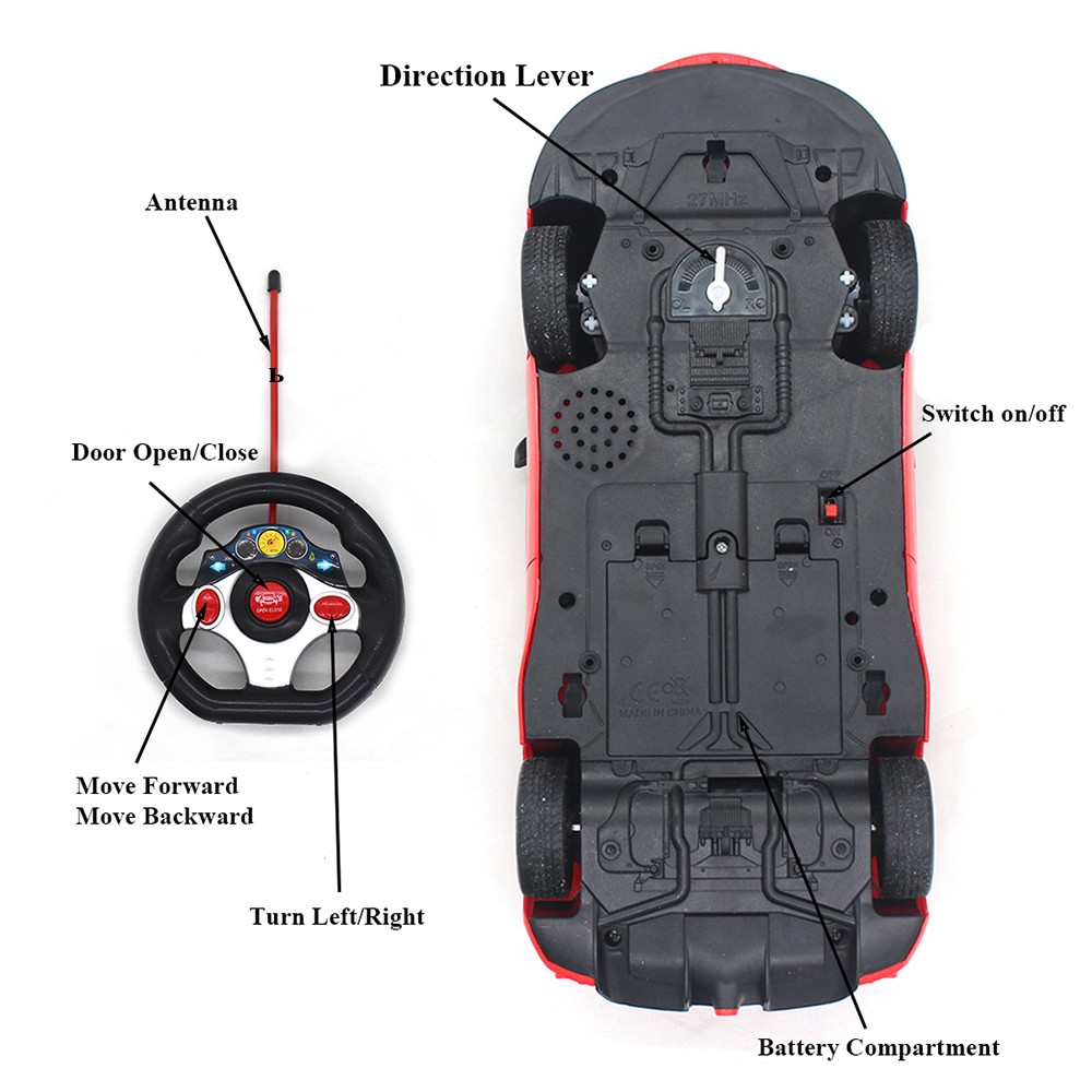 Paisible 1:14 Electric RC Car  Classic Remote Control Vehicle with Openable Doors