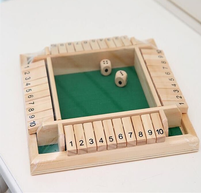 Deluxe Four Sided 10 Numbers Shut The Box Board Game Set Dice Party Club Drinking Games for Adults Families