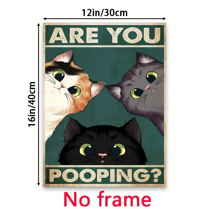 Funny Cat 'Are You Pooping?' Canvas Wall Art - Perfect for Home, Hotel Bathrooms & Restrooms