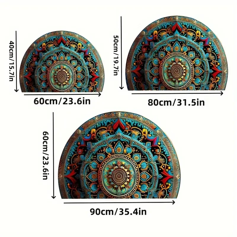 Vibrant Bohemian Mandala Semi-Circle Doormat