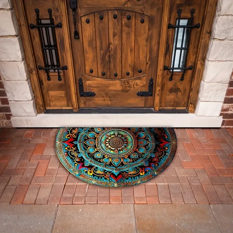 Vibrant Bohemian Mandala Semi-Circle Doormat