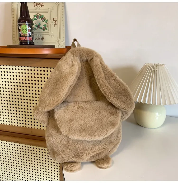 Autumn And Winter Plush Backpack With Large Capacity