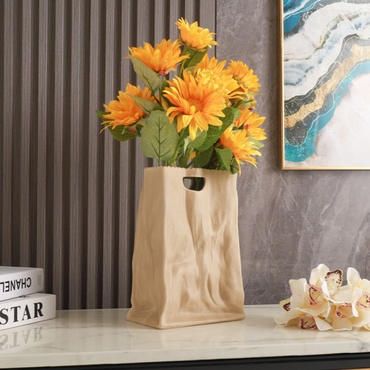 Modern Home Ceramic Paper Bag Vase Decoration