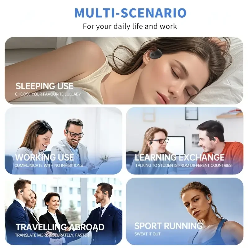 New Xiaoyejue AI Translation Wireless Hanging Headset - Multi-language Support, Intelligent Dual Microphone Mute, Touch Operation, Compatible with Mobile Phones, Very Suitable for Travel, Socializing, Studying, Sports - Adult Movies and Game Themes