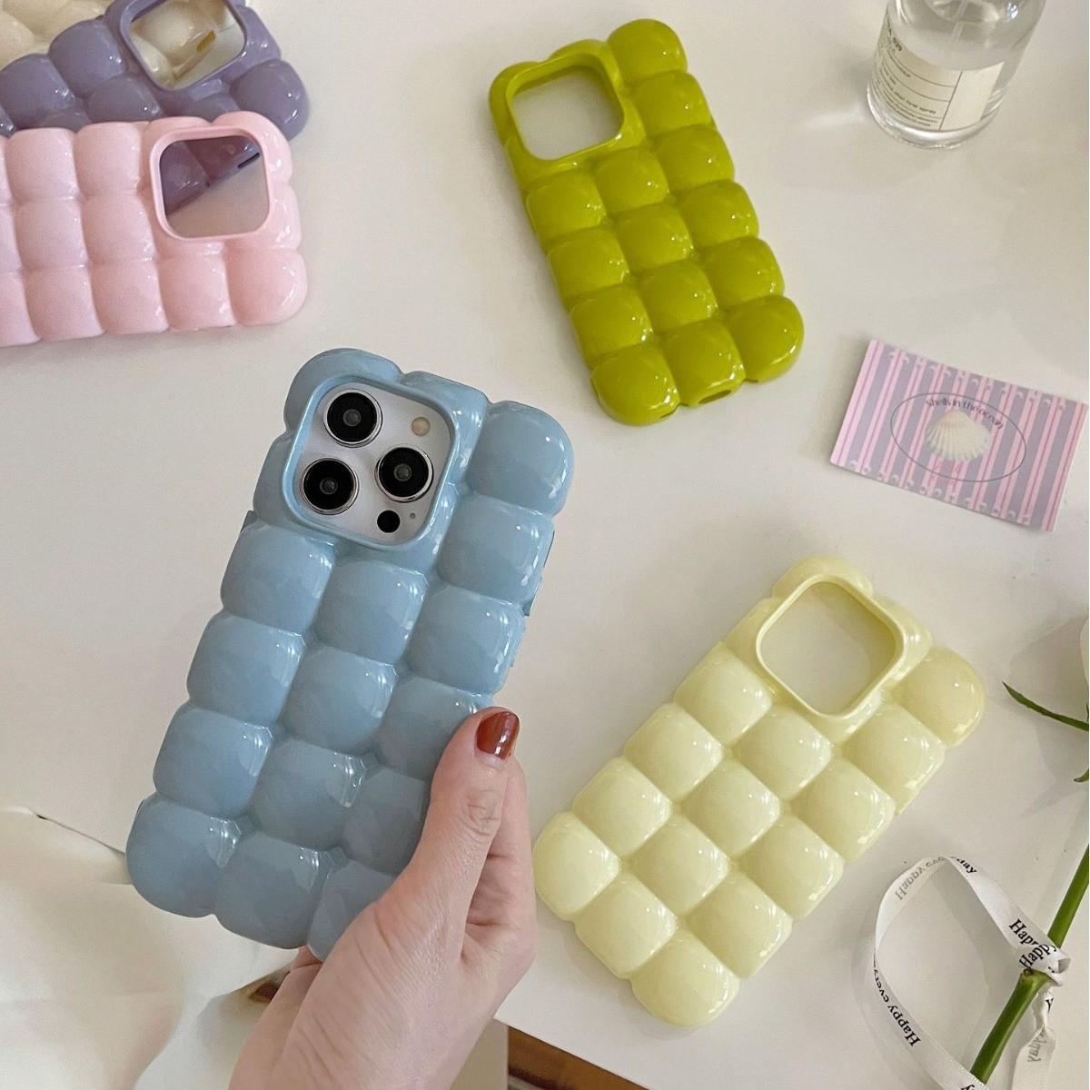 Solid Color Macarons Egg Waffle Phone Case