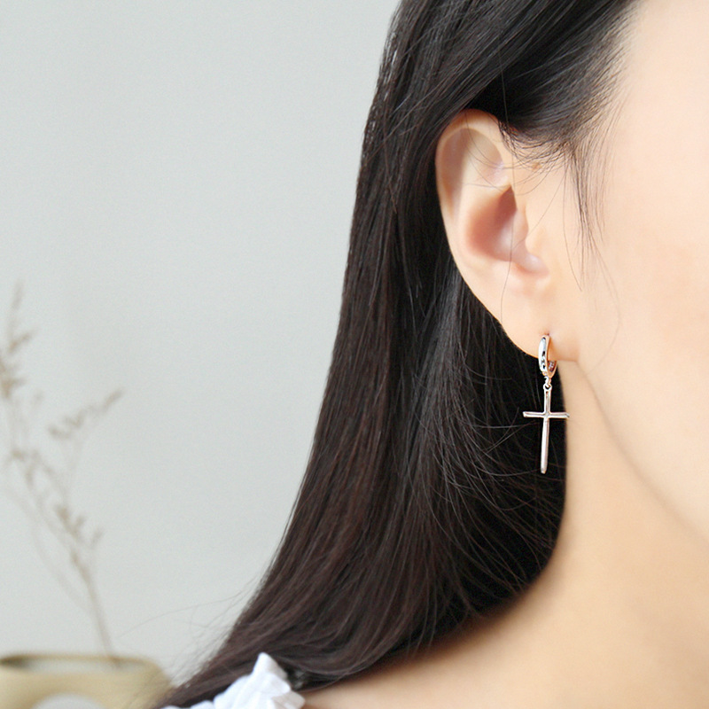 Sterling Silver Stud Earrings Cross Earrings