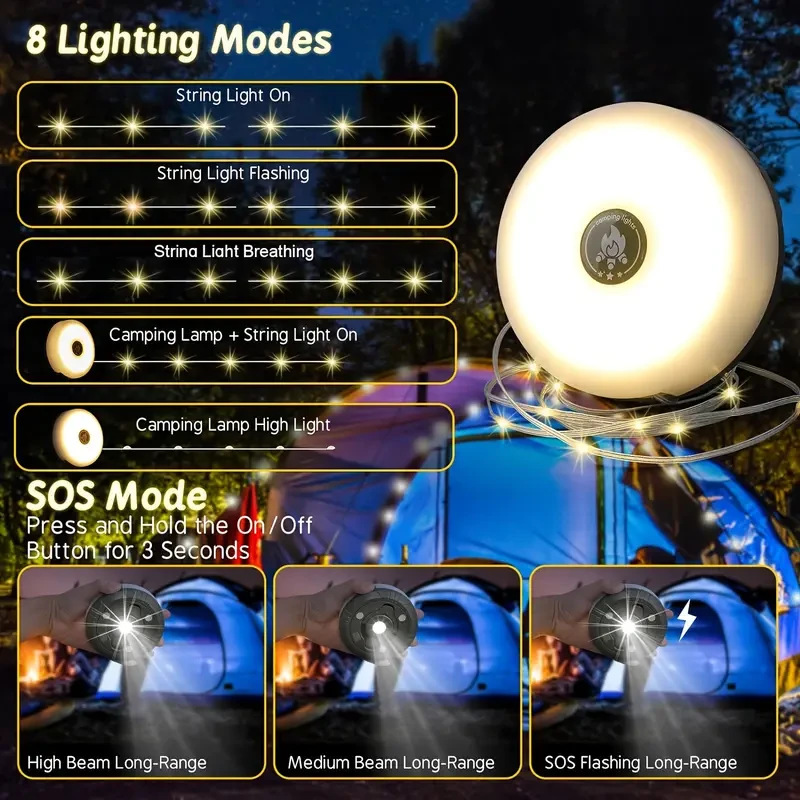 Camping String Lights, 2in 1