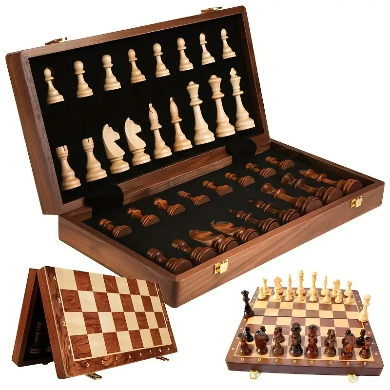 38.1cm X 38.1cm (15" X 15") Chess Solid Wood Large Premium Folding Set