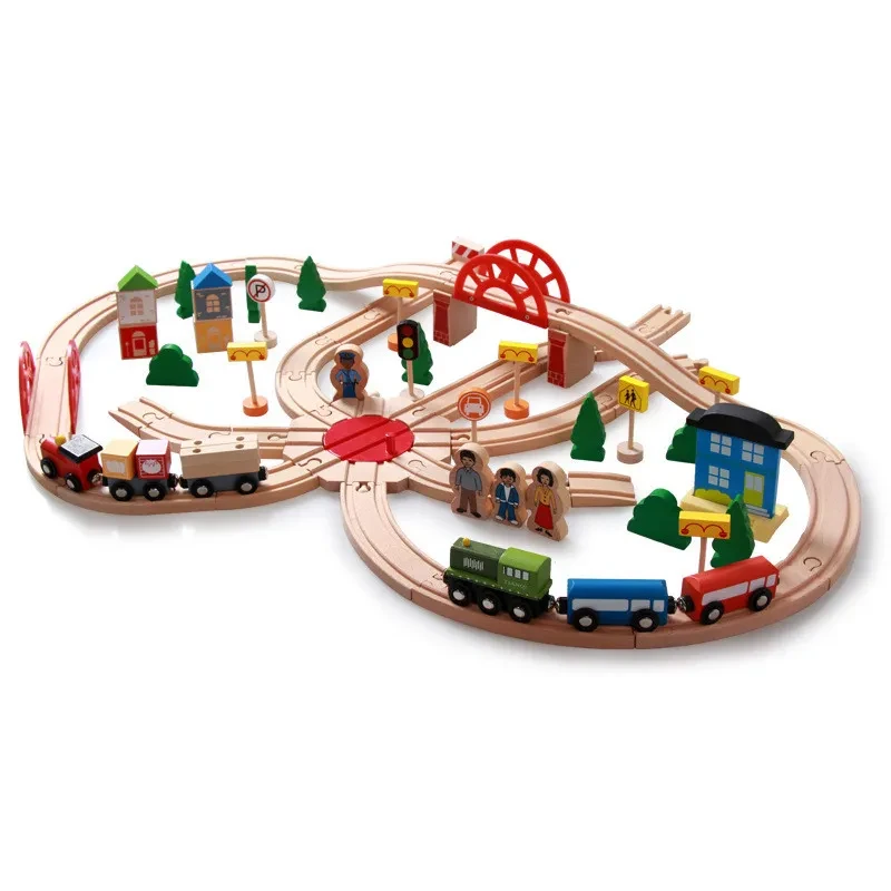 120 Pieces Of Wooden Track Toy Train For Children