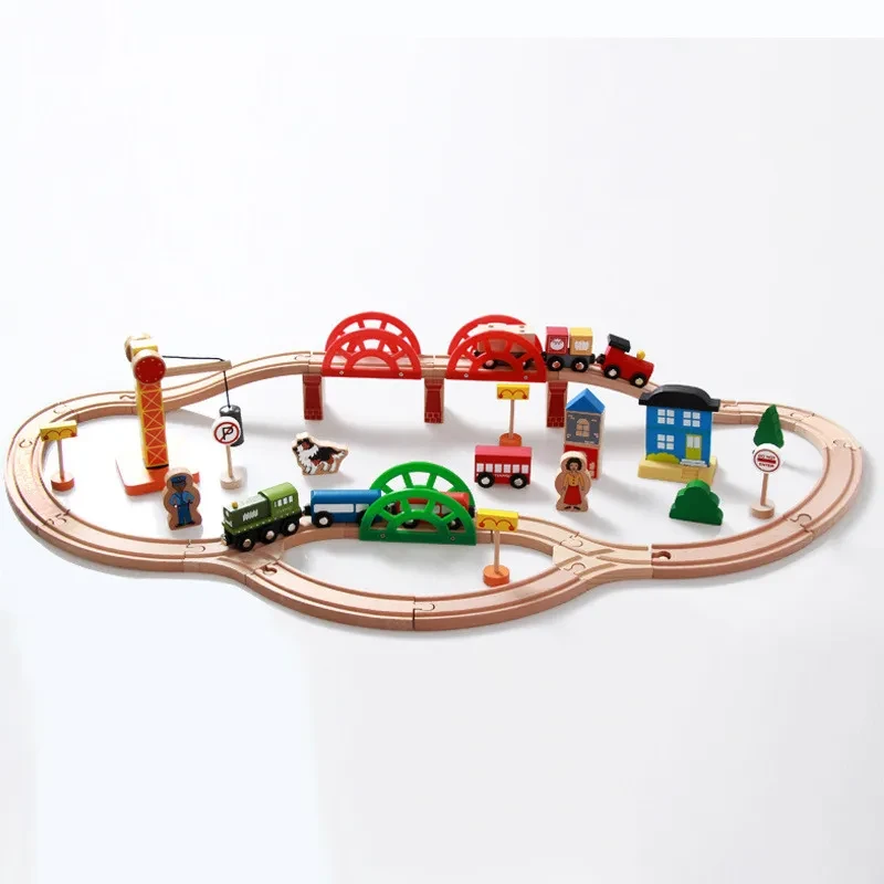 120 Pieces Of Wooden Track Toy Train For Children