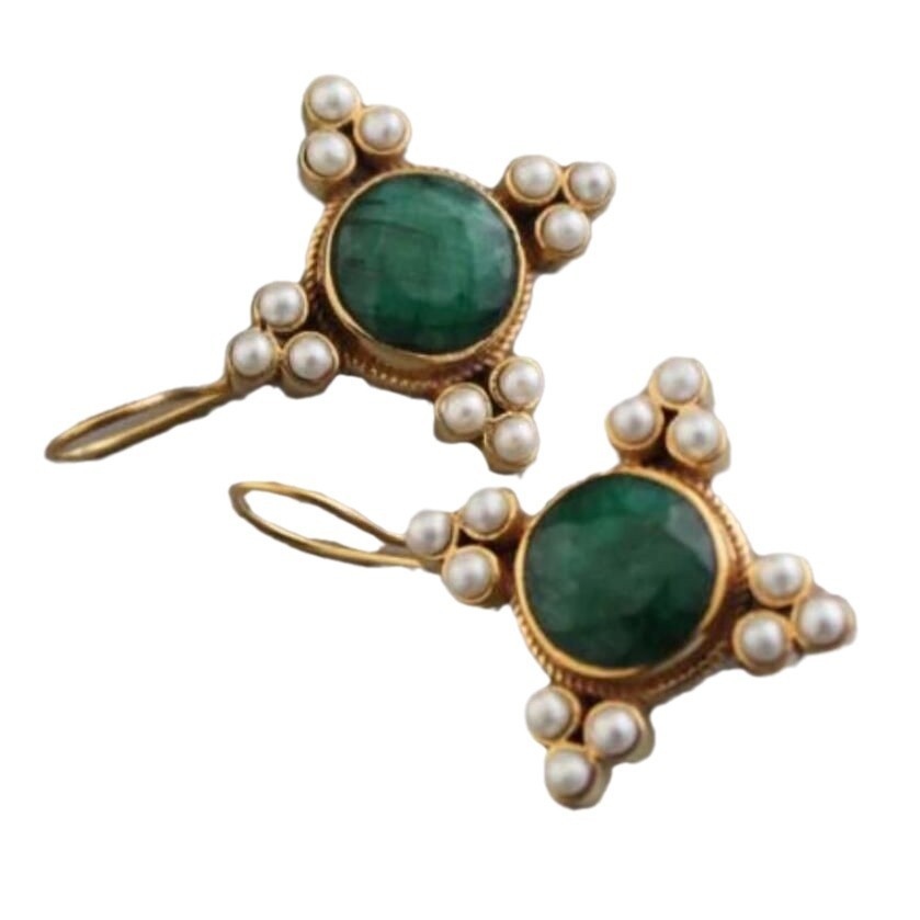 Women's Vintage Inlaid Stone Flower Earrings