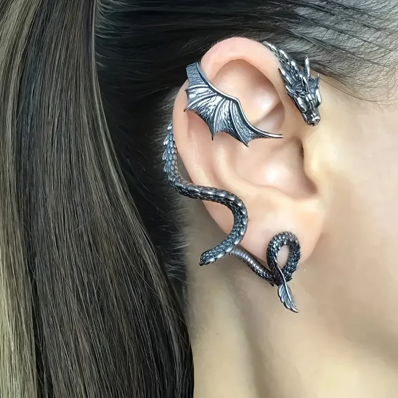 Women's Vintage Winding Clip-on Dragon Earrings