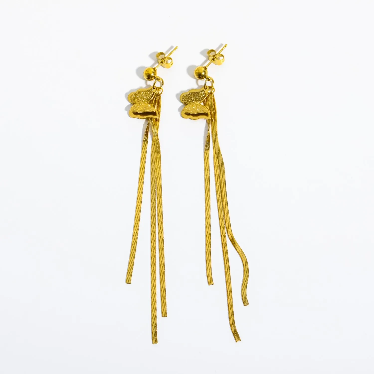 Stainless Steel European And American Entry Lux Butterfly Earrings Wings Mori Earrings Plated 18K Gold Color Protection