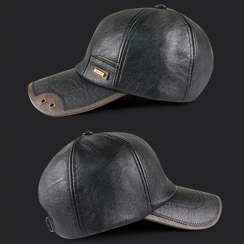 Fashionable Faux Leather Adjustable Baseball Cap