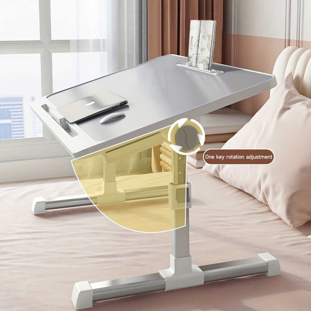 Adjustable Foldable Laptop Bed Table  60x40cm, Aluminum Alloy, Dual-Level Height Adjustment