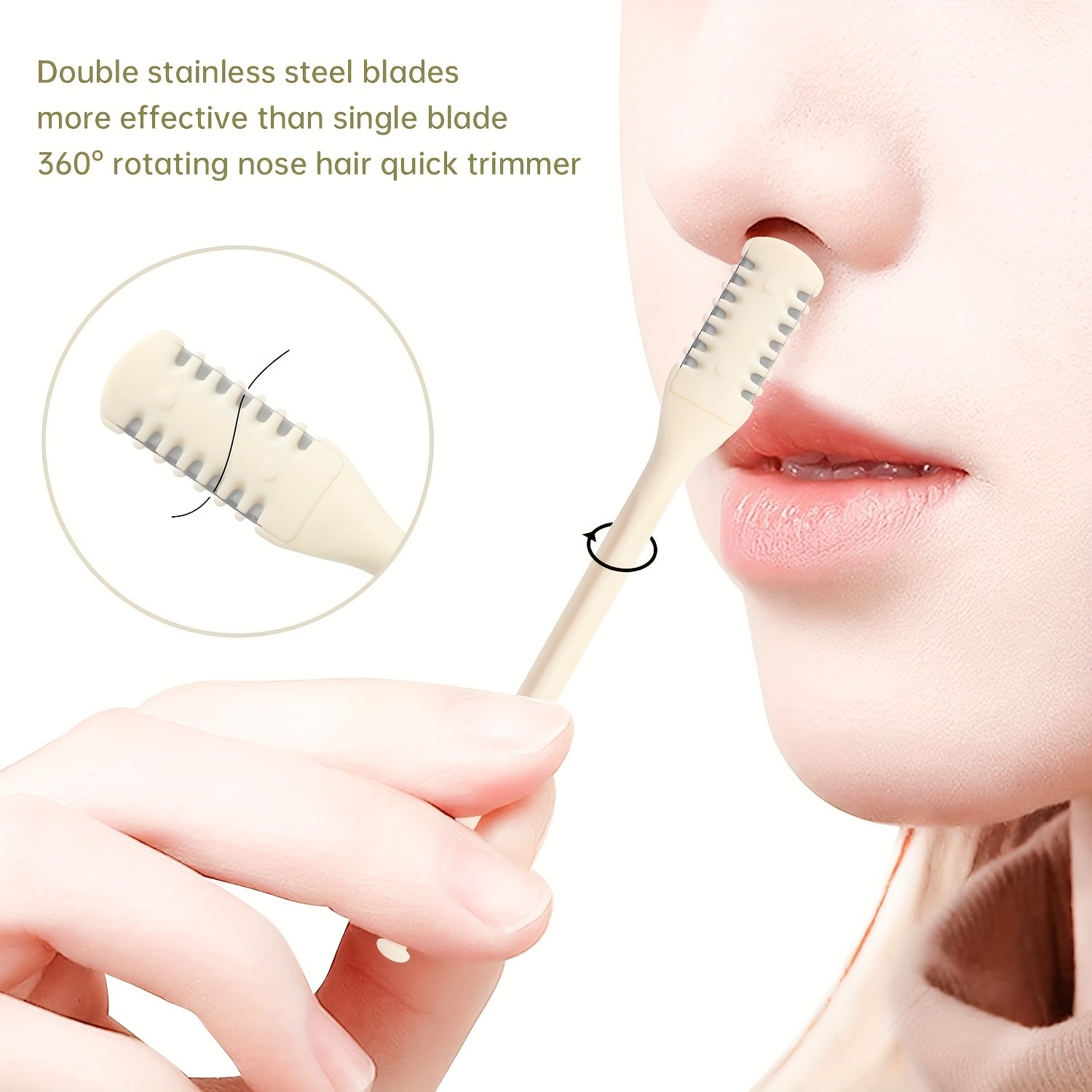 8pcs Dual-Sided Nose Hair Trimmer 2-in-1 Nose Hair Removal Tool with 360 Rotating Design