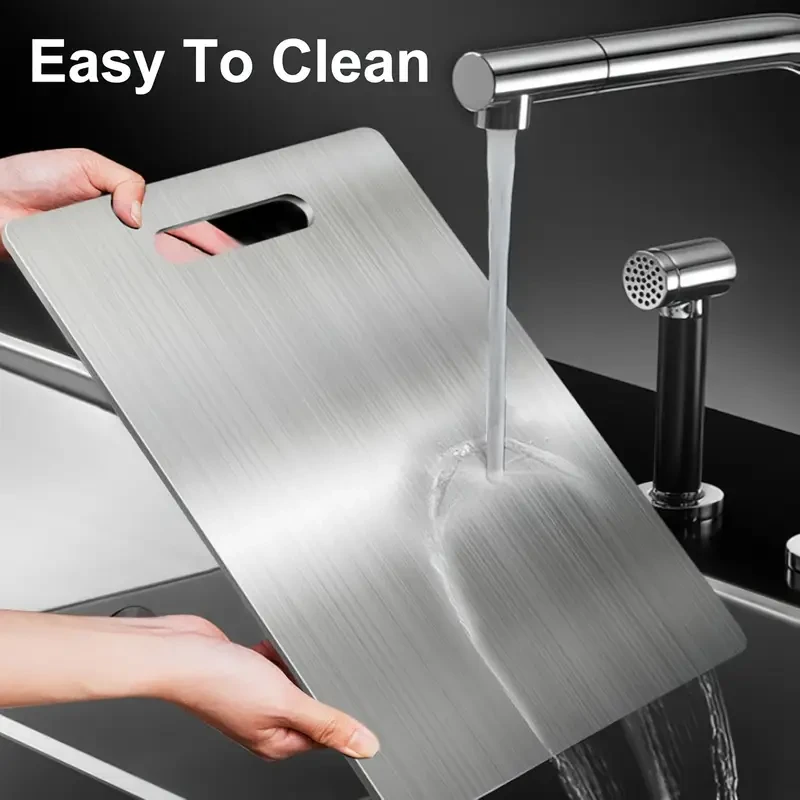 Premium Titanium-Grade 304 Stainless Steel Double-Sided Chopping Board
