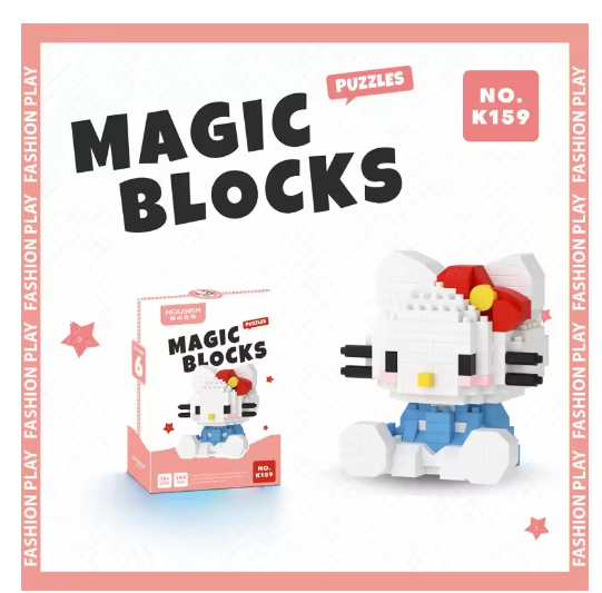 Anime Figure Hello Kitty Building Blocks Kuromi Action Figure Melody Children 3D Puzzle Toys for Lego for Boys Girls Blocks Toys