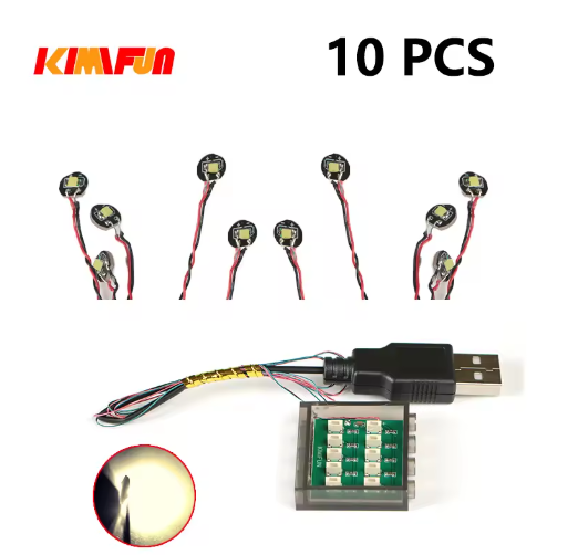 10PCS 0.8mm Pin RGB LED Building Blocks USB Lamp DIY Street Light City Electric Decorate 1X1 Brick Toy Compatible All Brands