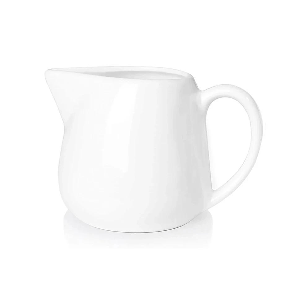 Crockery Creamer with Handle White Large