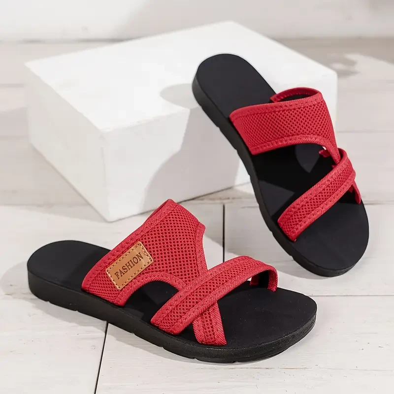 Womens Hollow Mesh Slide Sandals