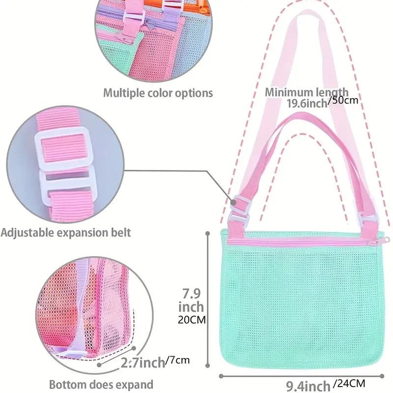 3pcs Vibrant Mesh Beach Toy Bags for Youngsters